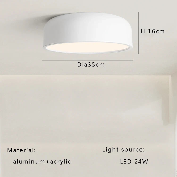 Afralia™ Italian Minimalist Round LED Ceiling Lamp Black White Bedroom Light