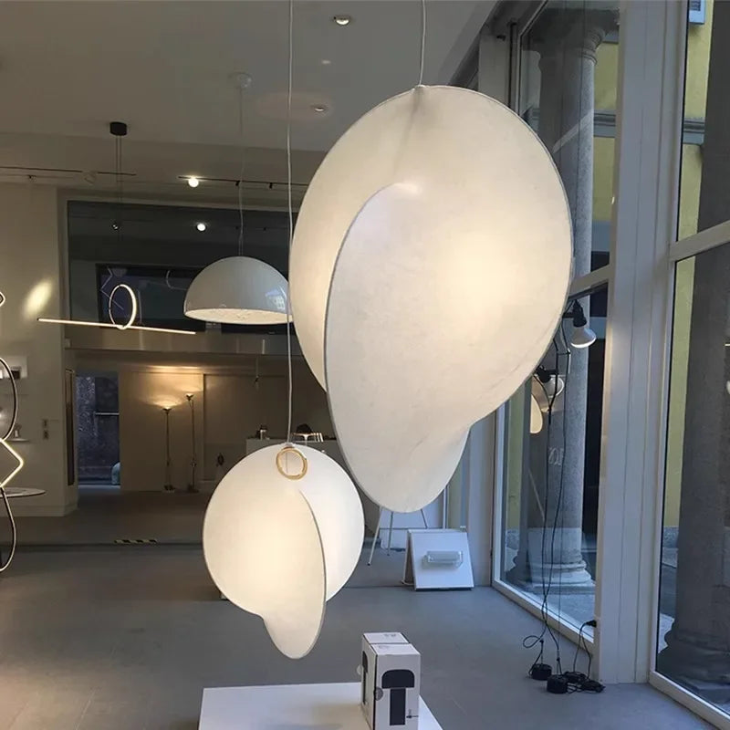 Afralia™ Nordic Silk Chandelier Pendant Lights for Foyer Bedroom Bar, LED Droplight Fixtures