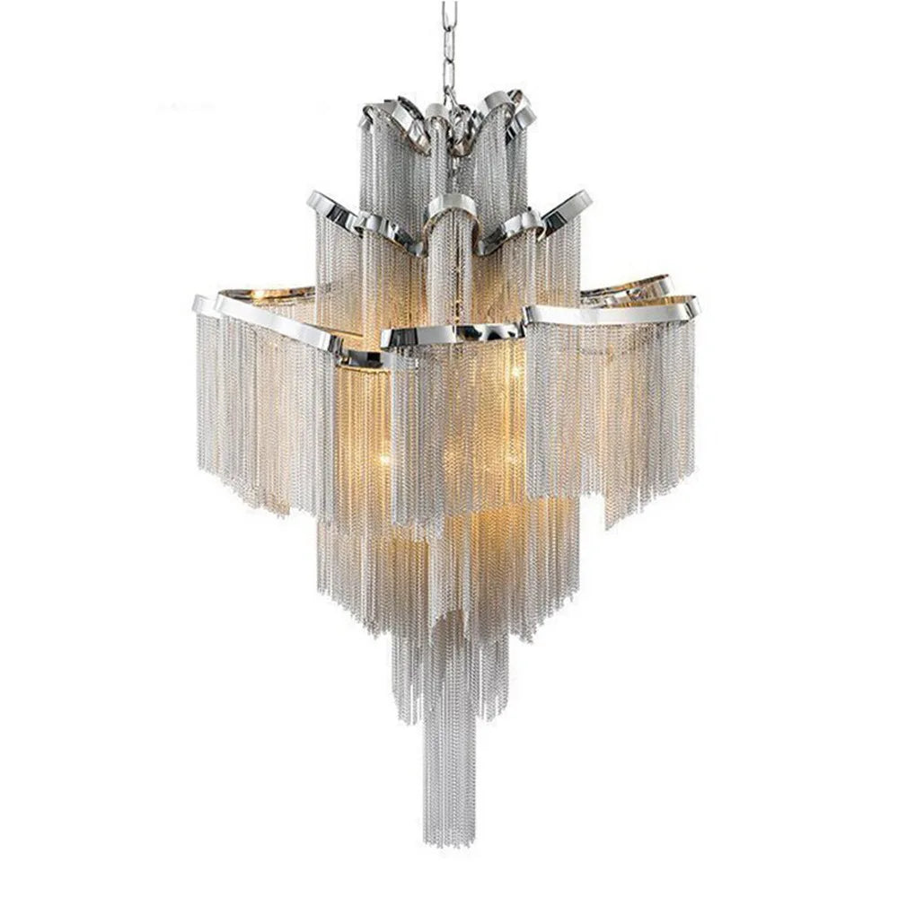 Afralia™ Luxury Tassel Chandelier: Elegant Aluminum Chain LED Lighting for Living Room Loft Villa