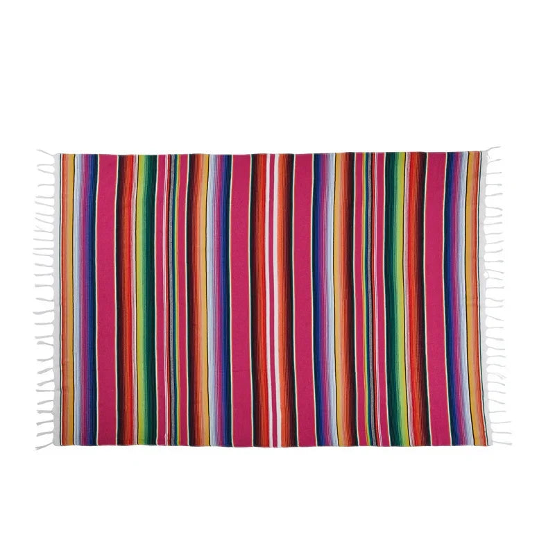 Afralia™ Mexican Striped Table Flag & Blanket for Beds, Sofa, Outdoor Picnics & Beach - Knitted Ethnic Design