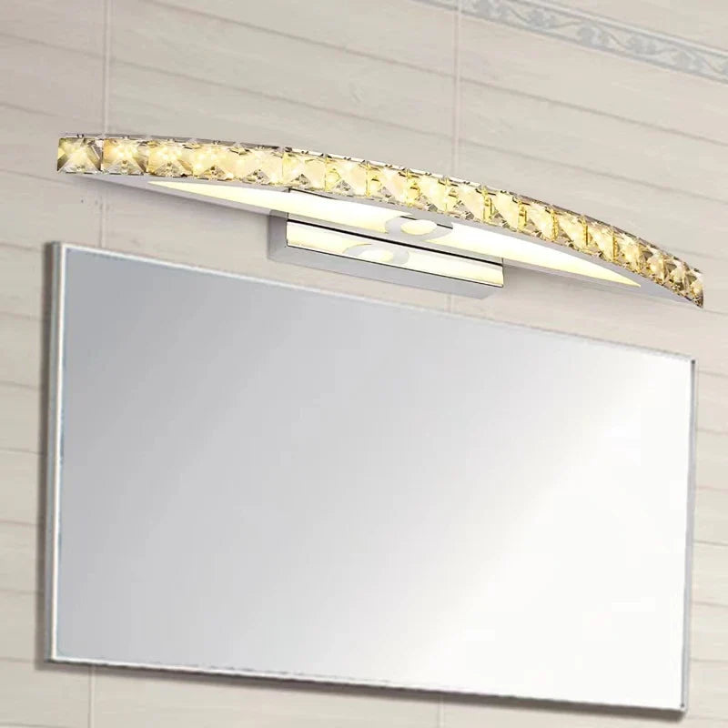 Afralia™ LED Crystal Mirror Light Sconce for Bathroom Restroom Bedroom, Home Decor