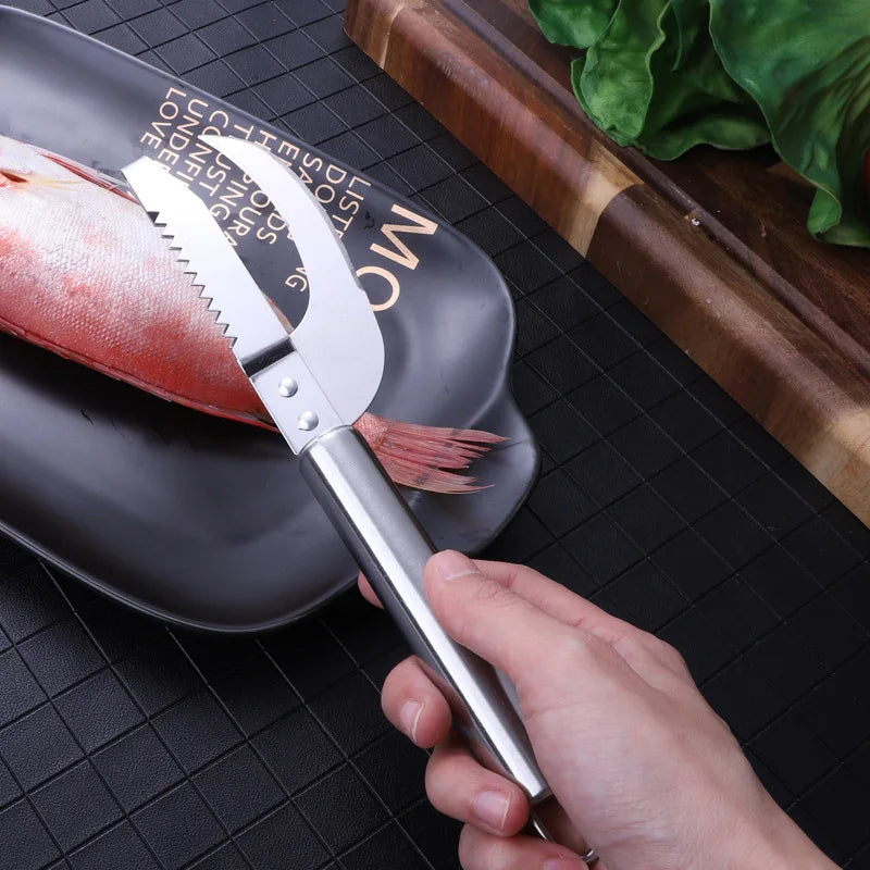 Afralia™ Fish Scale Scraper Peeling Knife Stainless Steel Seafood Descaler Kitchen Tool