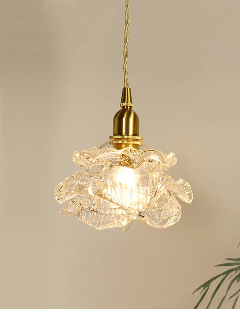 Afralia™ Romantic Rose Glass Chandelier Lighting Vintage Brass Luxury Hanging Lamp