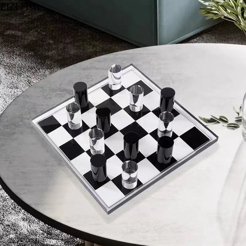Afralia™ Chessboard Desk Ornament - Black & White Room Aesthetics Decor