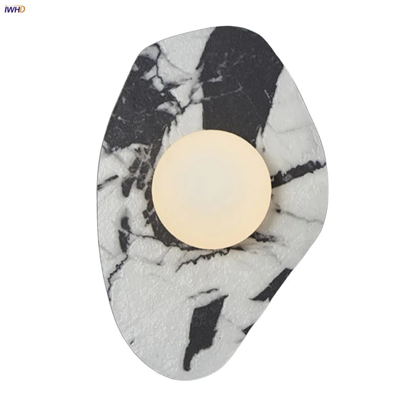 Afralia™ Wabi Sabi LED Wall Light Fixture Stone White Glass Bedside Lamp