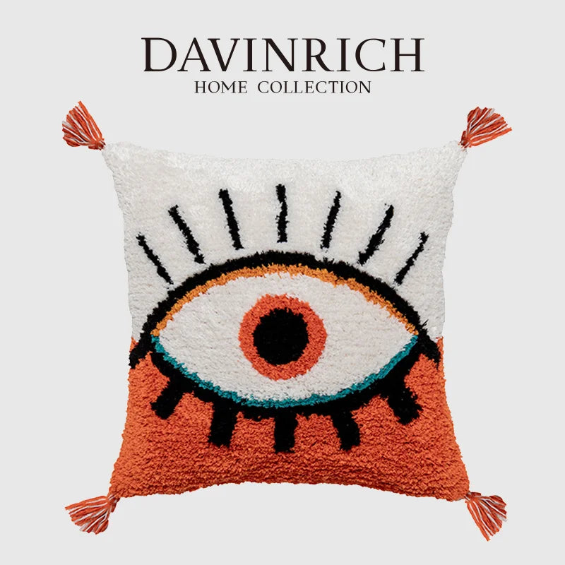 Afralia™ Boho Big Eye Tufted Cushion Covers with Tassels for Bedroom Living Room