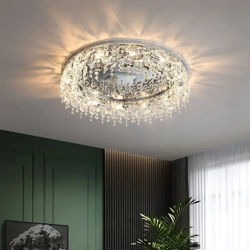 Afralia™ Crystal LED Ceiling Chandelier for Living, Bedroom, Kitchen, Dining Room