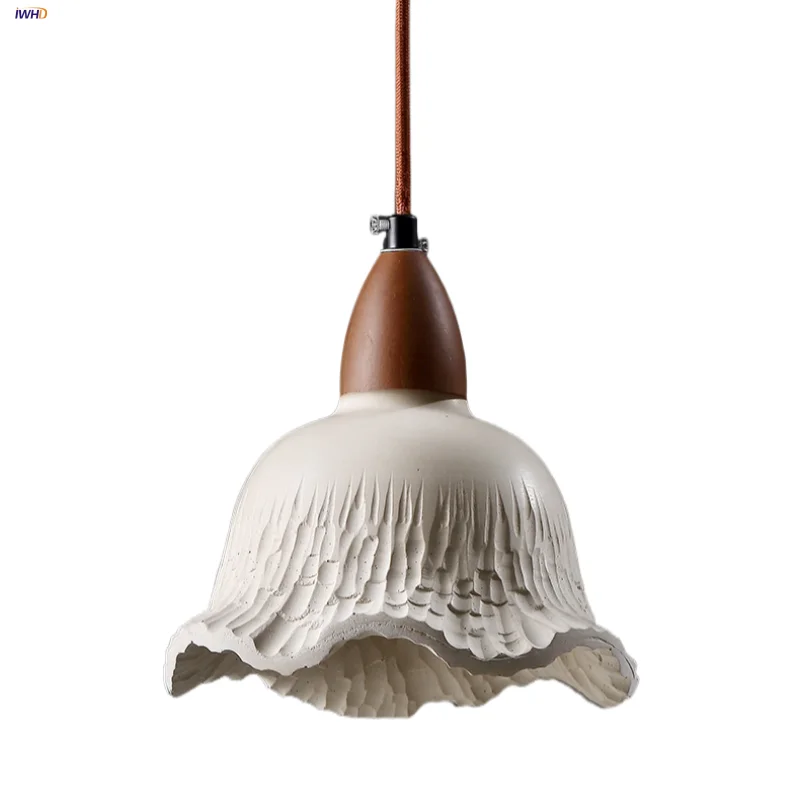 Afralia™ Nodric LED Pendant Lamp Cement & Wood Hanging Light