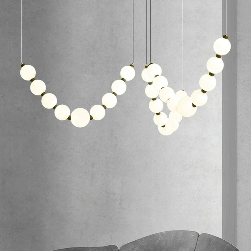 White Bead Pendant Necklace by Afralia™: Modern Chandeliers & Lamps for Home Decor