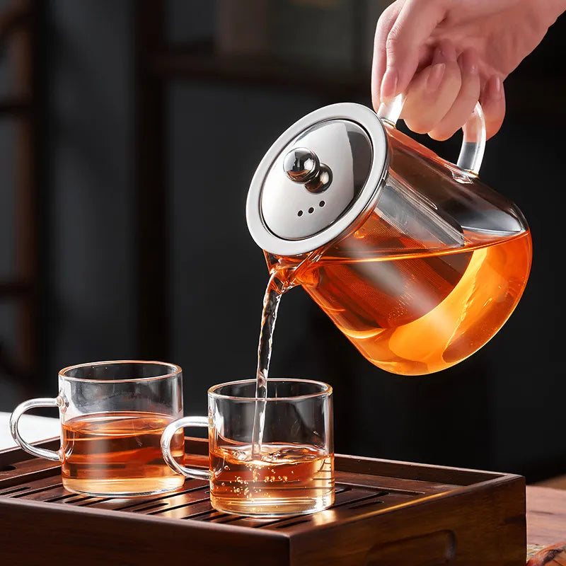 Afralia™ Glass Teapot: High Quality Heat Resistant Kung Fu Tea Set for Puer Tea & Coffee