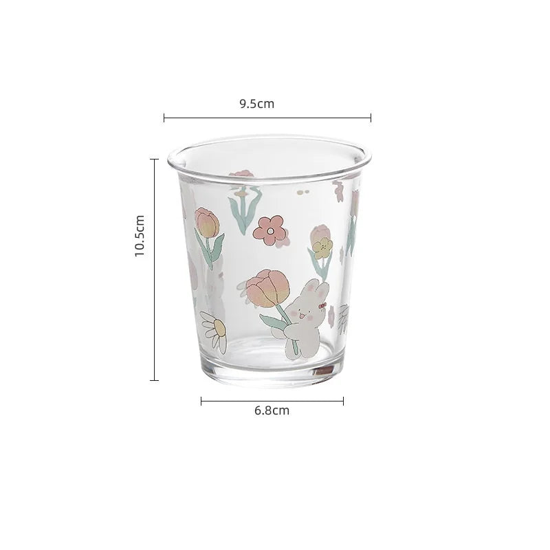 Afralia™ Cute Four-color Bear Rabbit Glass Tea Coffee Cup