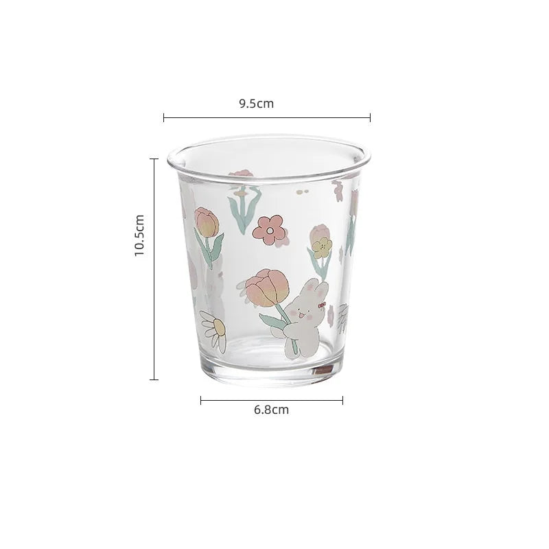 Afralia™ Cute Four-color Bear Rabbit Glass Tea Coffee Cup