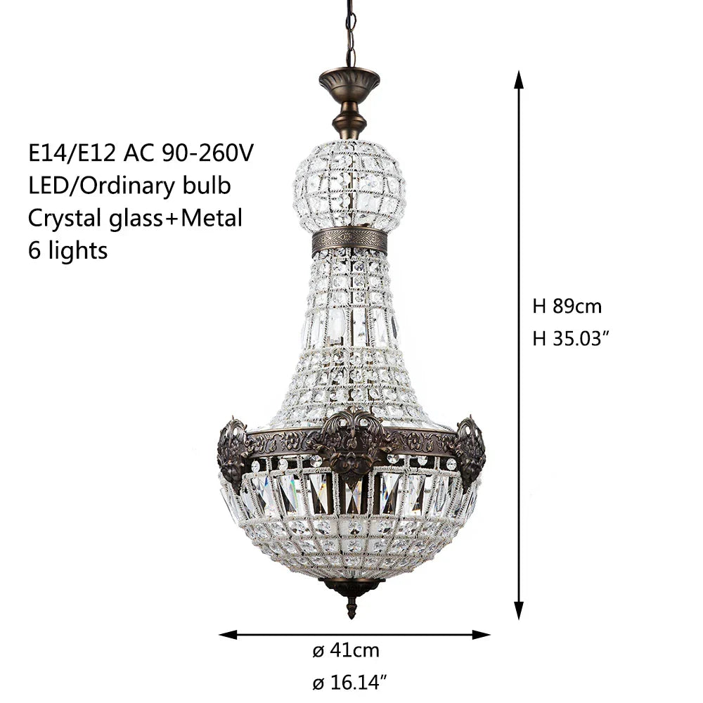 Afralia™ Vintage Crystal Chandelier: Elegant Empire Design for Luxe Living Spaces