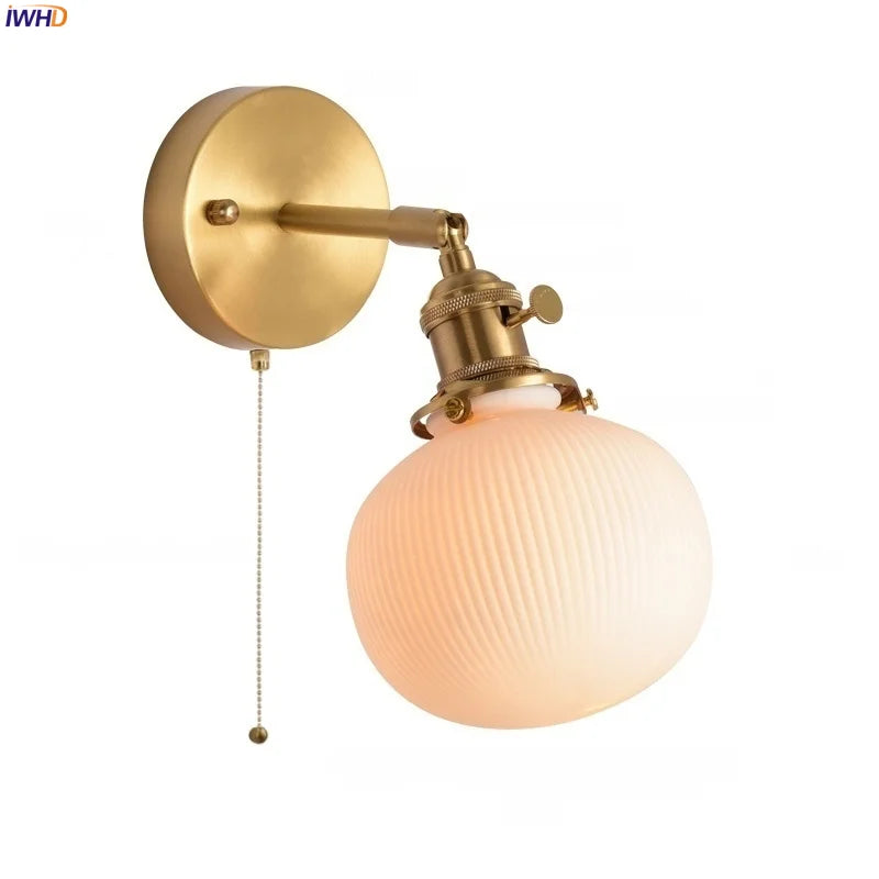 Afralia™ White Ceramic Ball LED Wall Lamp - Japanese Vintage Wall Sconce Lighting