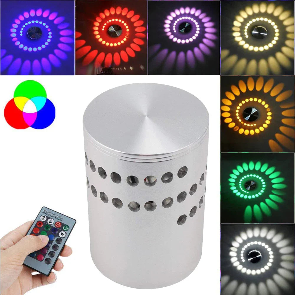 Afralia™ LED Spiral Wall Light with RGB Remote Control - Home Decor Art Lamp