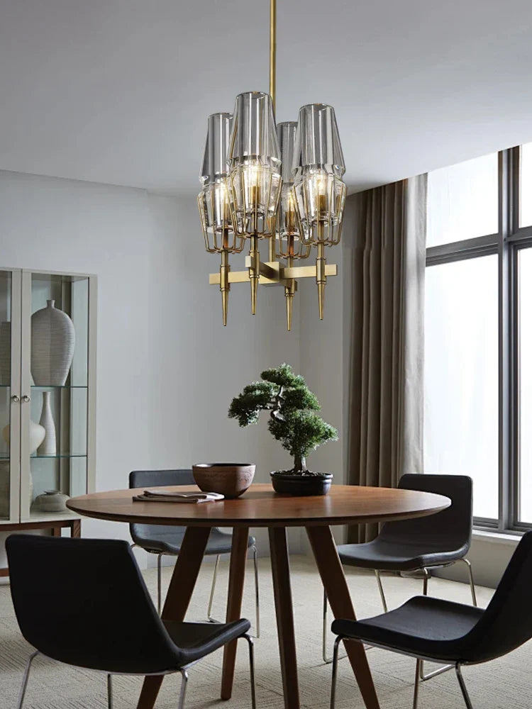 Afralia™ Crystal Brass Glass Pendant Light Dimmable Luxury Vintage Lamp