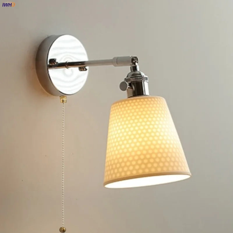 Afralia™ Ceramic LED Wall Light Fixture Up Down Rotate Modern Style Bedside Lamp