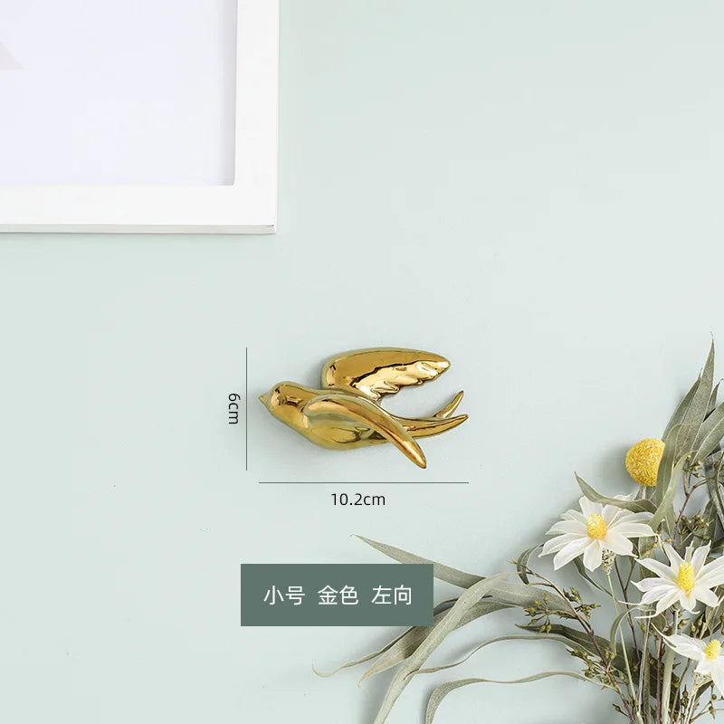 Afralia™ Golden Bird Swallow Sculpture Wall Decor Three-dimensional Handicrafts