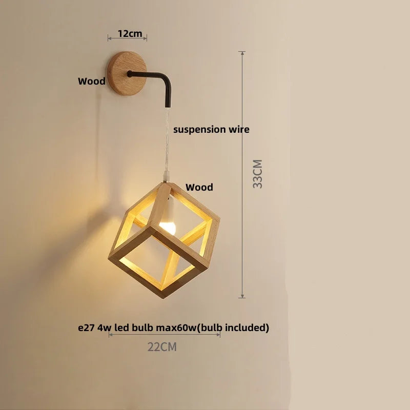 Afralia™ Cube LED Wall Lights | Modern Nordic Wood Design for Home Decor