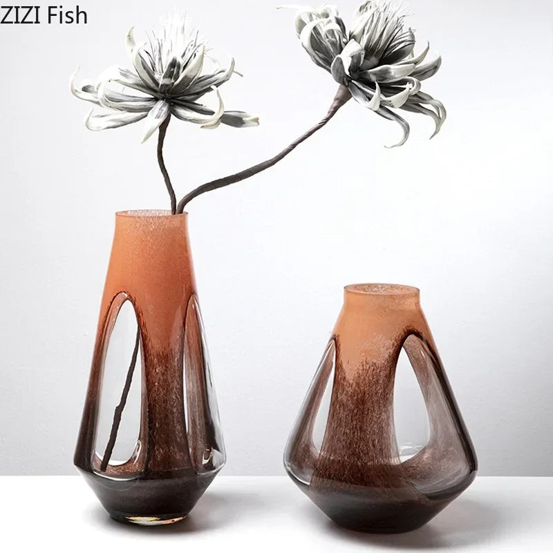 Afralia™ Dual Color Glass Vase for Hydroponics & Floral Arrangement