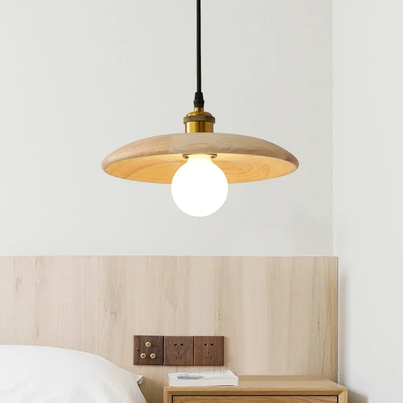 Afralia™ Wooden Japan-Style Decorative Pendant Lamp