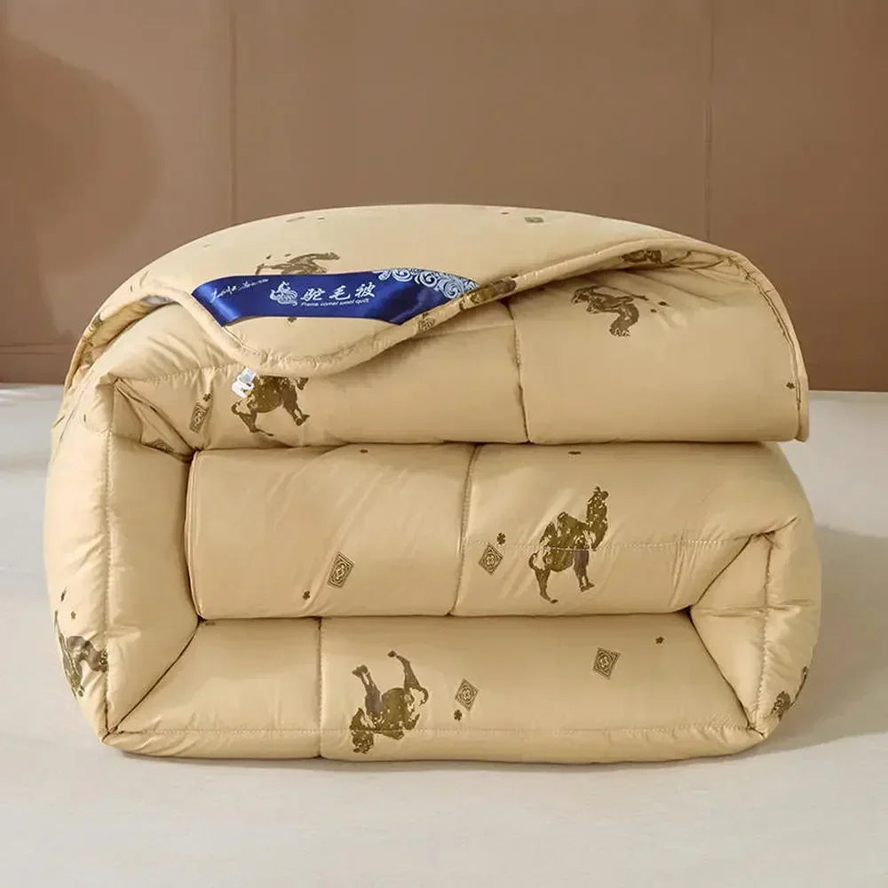 Afralia™ Camel Hair Quilted Blanket Comforter Single King Size