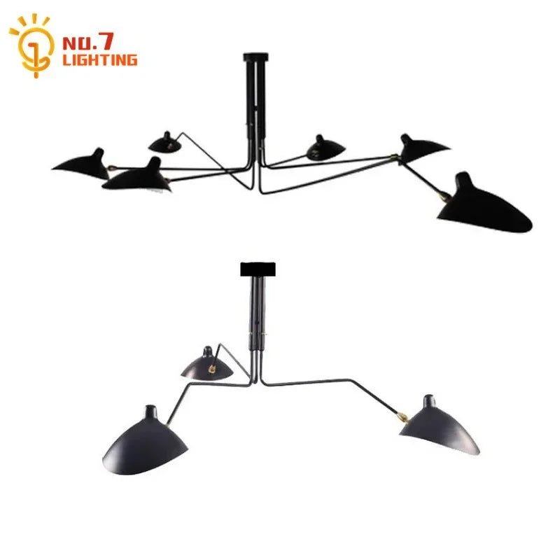 Afralia™ Industrial Spider Serge Mouille Ceiling Lamp Black LED E27 Lighting