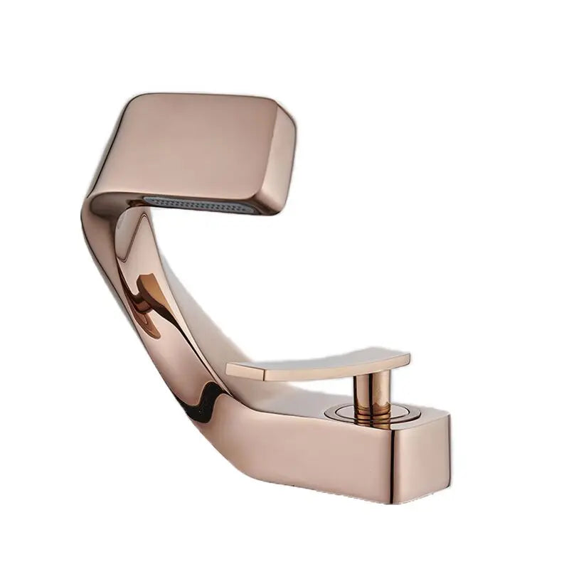 Afralia™ Rose Gold Brass Bathroom Basin Faucet Cold Hot Water Mixer Sink Tap