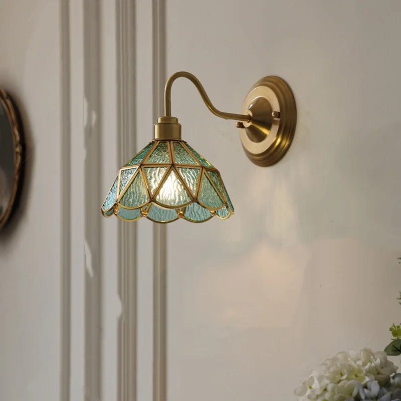 Afralia™ Nordic LED Wall Light Fixture Blue Glass Stair Light Bar Restaurant Bedroom Decor