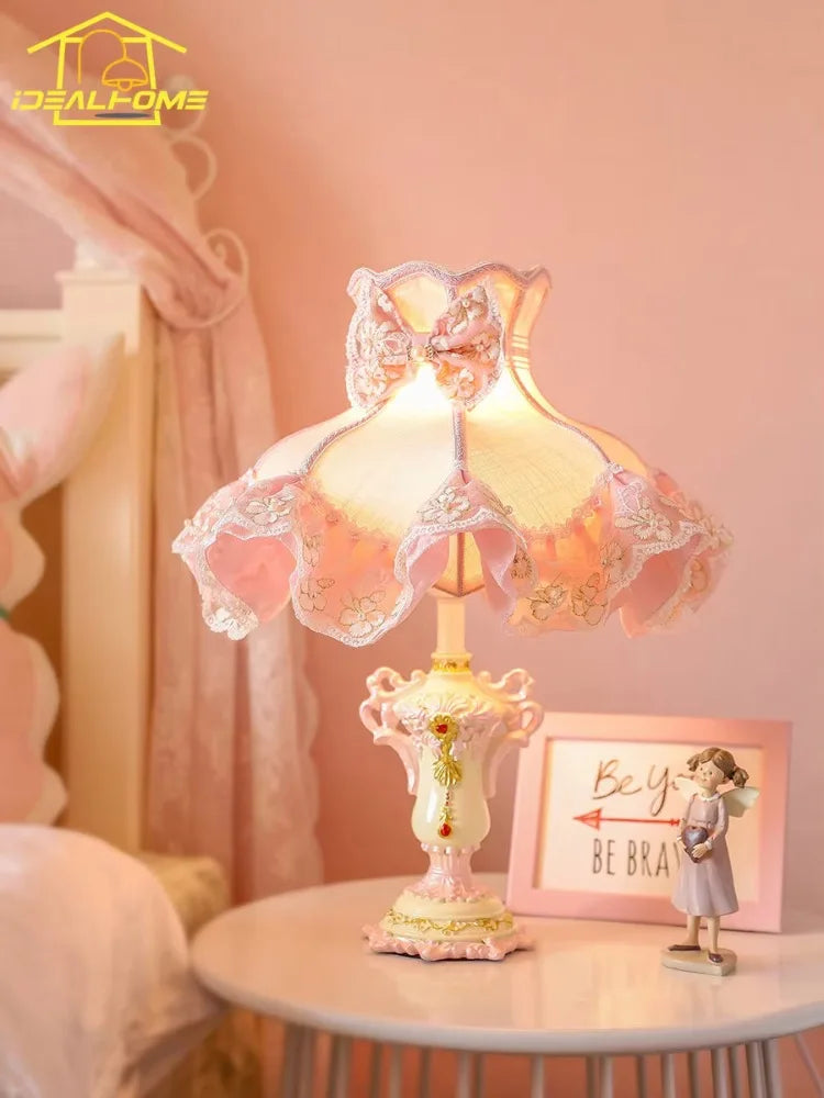 Afralia™ Pink Nordic Resin Table Lamp LED E27 Art Decor for Girls Bedroom