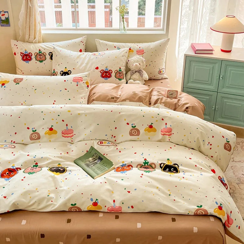 Afralia™ Cartoon Printed Cotton Duvet Cover for Kids & Teens Beddings
