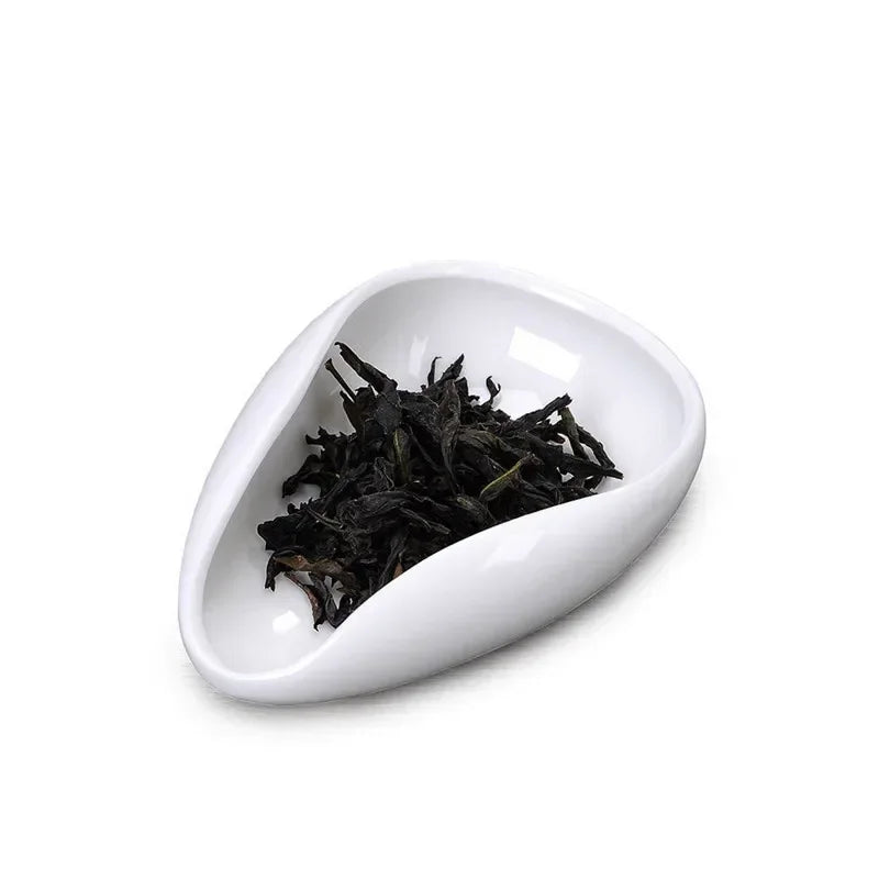 Afralia™ Ceramic White Dose Trays & Tea Spoon Set