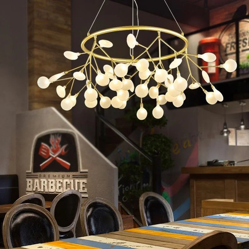 Afralia™ Firefly Round Chandelier: Modern Nordic Romantic Pendant Lamp for Living Room
