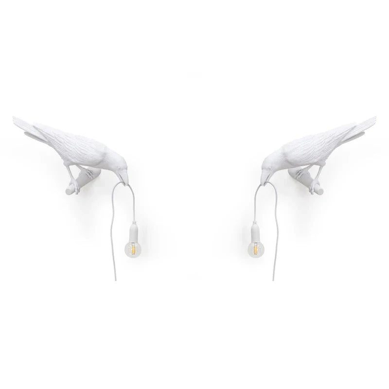 Afralia™ Designer Bird Wall Lamp Modern Resin White Black LED Light Bedroom Living Room