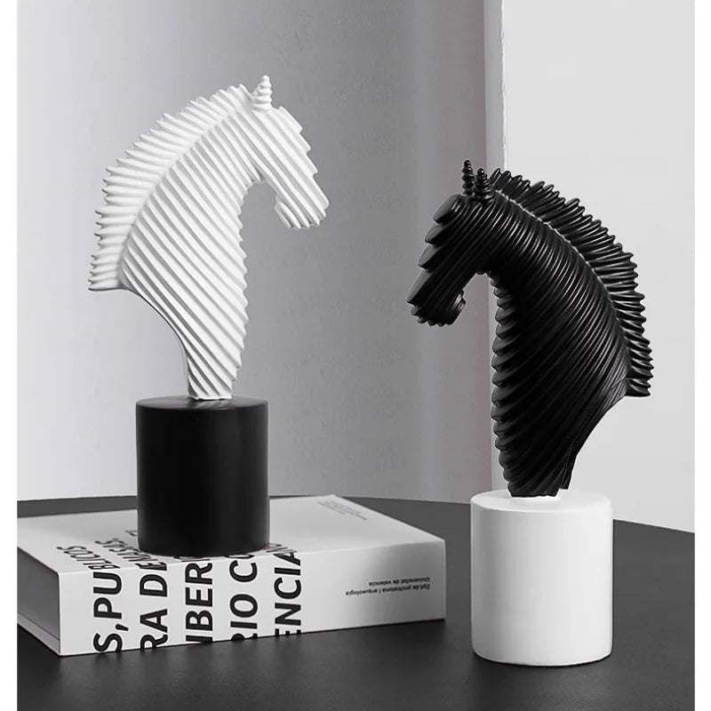 Afralia™ Striped Horse Sculpture: Resin Abstract Stallion Figurine for Home Decor