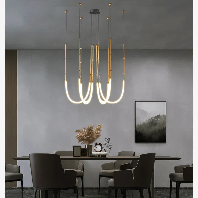 Afralia™ Modern Minimalist Line Chandelier: Nordic Designer Indoor Hanging Lights Fixtures