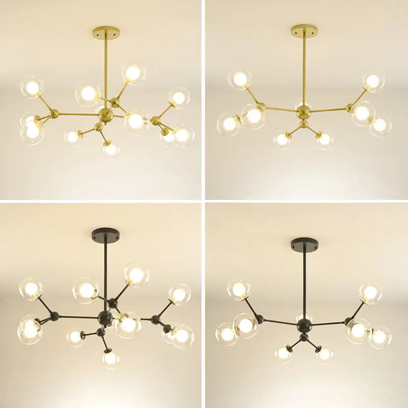 Afralia™ Glass Ball Pendant Chandelier for Living Room Bedroom Dining Room