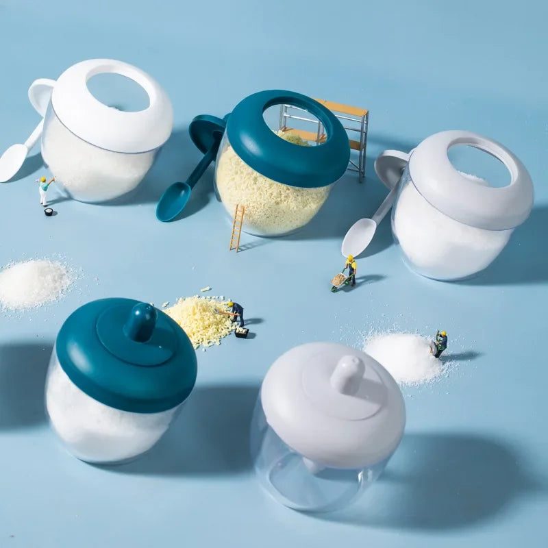 Afralia™ Salt Shaker Seasoning Box with Spoon - Kitchen Spice Tool