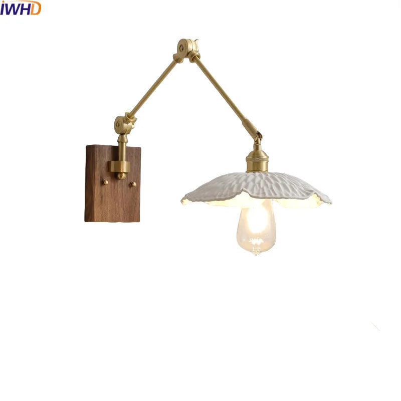 Afralia™ Ceramic Copper Swing Arm LED Wall Lights for Home Decor