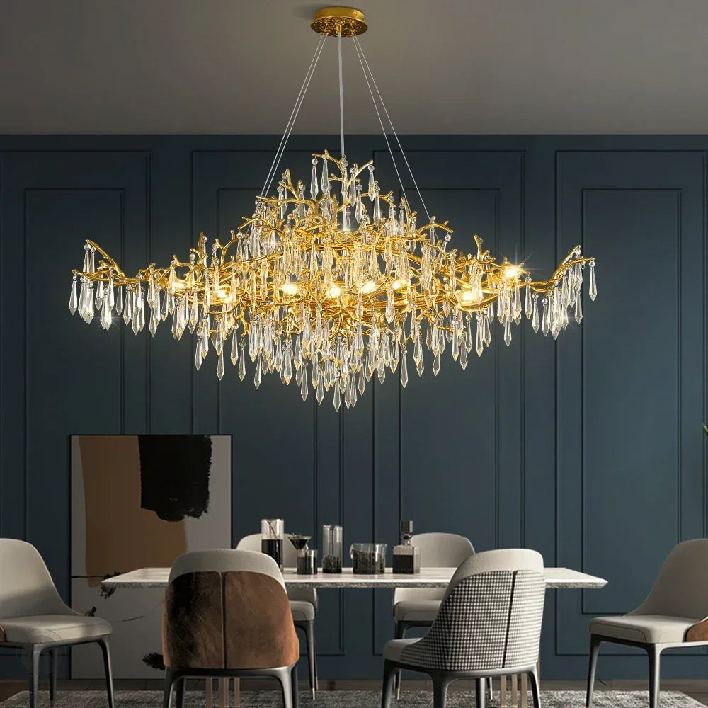 Afralia™ Crystal Chandelier: Modern Luxury Long Light for Kitchen, Dining, Living, and Bedroom