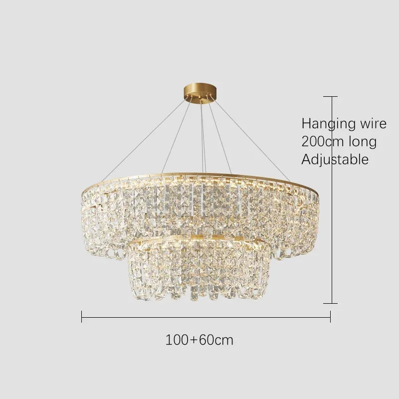 Afralia™ Copper Crystal Chandelier Living Room Bedroom Dining Lighting Device