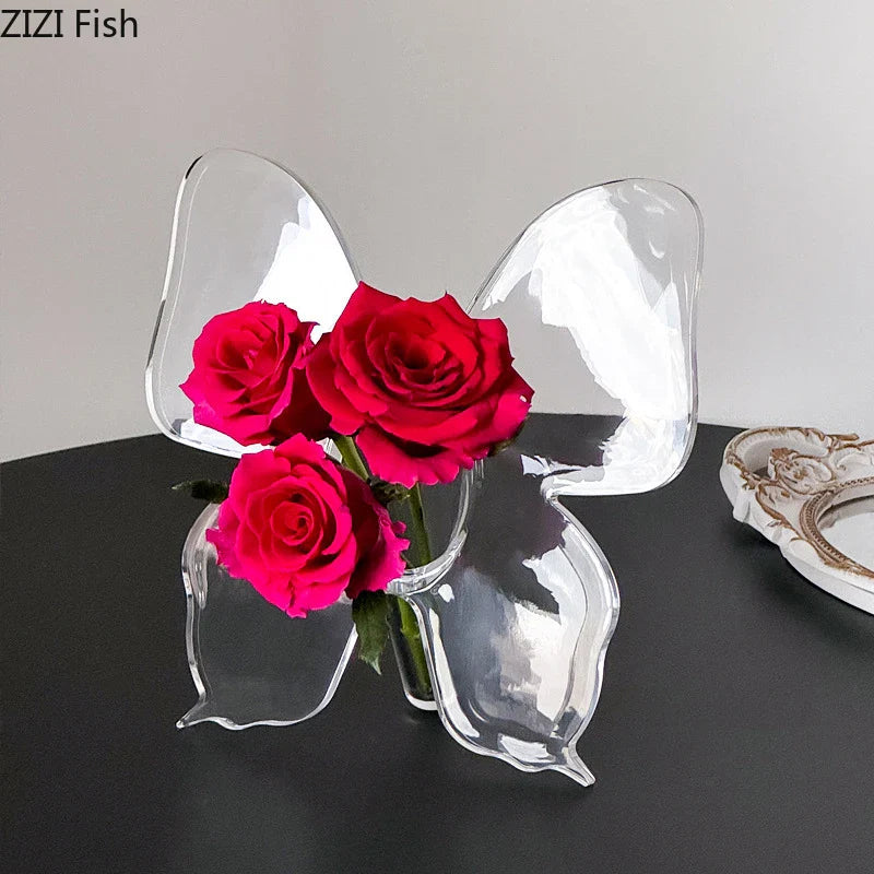 Afralia™ Transparent Butterfly Vase for Desk Decoration and Floral Arrangement