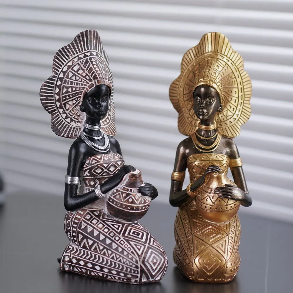 Afralia™ Women Figurines Pottery Home Decor Accent for Living Room Office Bookcase