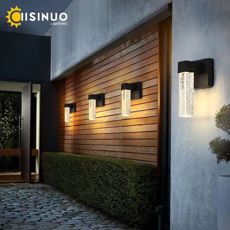 Afralia™ Crystal LED Outdoor Wall Light IP65 Waterproof Sconce for Balcony Garden