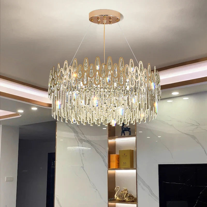 Afralia™ Water Drop Crystal Chandelier for Living Room, Dining Room, and Bedroom