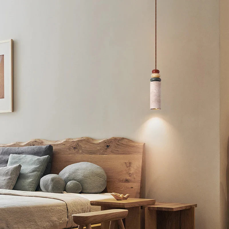 Afralia™ Stone Cylinder LED Pendant Lights for Dining Living Room Kitchen Cafe Loft Decor