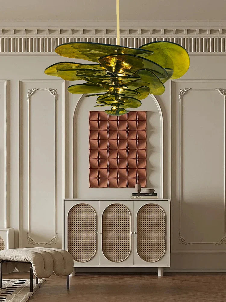 Afralia™ Amber Glass Ceiling Chandelier for Elegant Living Room Decor.