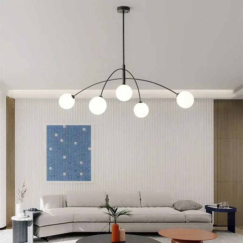 Afralia™ Nordic Pendant Light Chandelier Suspended Milky Glass Designer Ceiling Lamp.