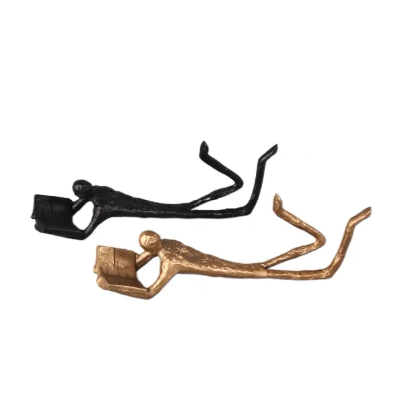 Afralia™ Golden Readers Character Sculpture for Home Decoration