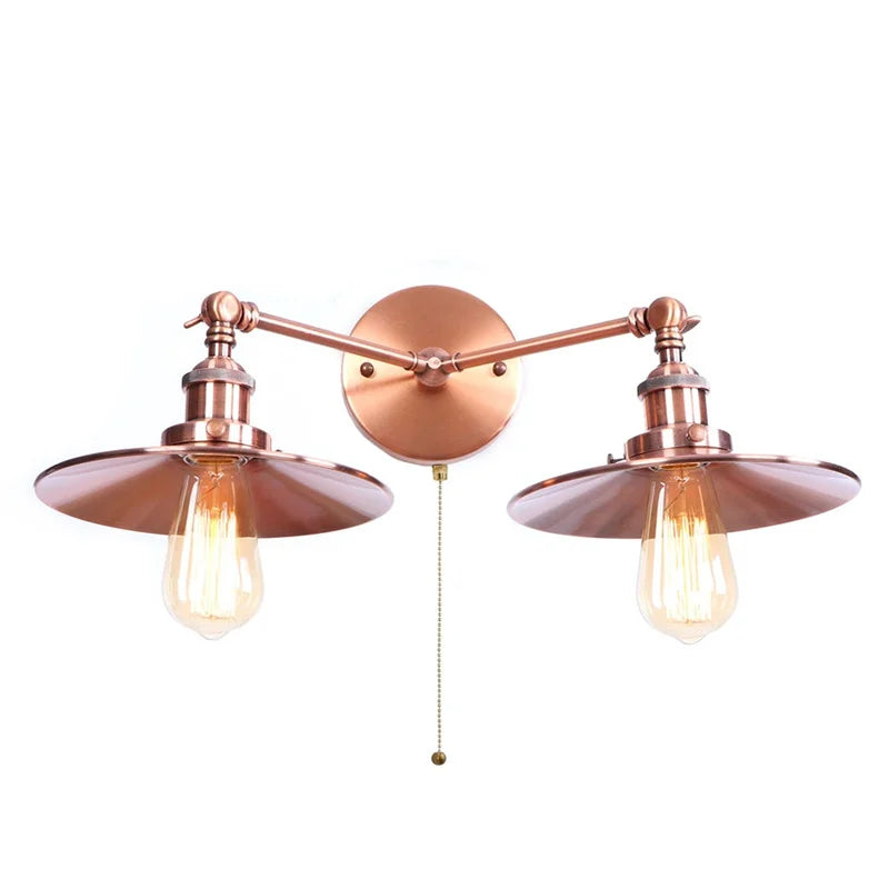 Afralia™ Dual Head LED Wall Light Pink Industrial Bedside Lamp
